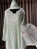 Light Pastel Green Mal Chanderi Chikankari Suit Set