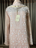 Light Brown-Peach ombré Mal Chanderi Chikankari Suit Set