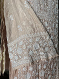 Light Brown-Peach ombré Mal Chanderi Chikankari Suit Set