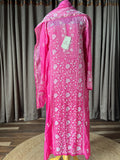 Raani Pink Ombre Mal Chanderi Chikankari Suit Set