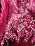 Raani Pink Ombre Mal Chanderi Chikankari Suit Set