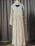 Beige Pure Tissue Chikankari Angrakha Suit Set