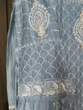 Light Blue Mal Chanderi Chikankari Kalidar Suit Set