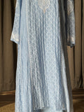Light Blue Mal Chanderi Chikankari Kalidar Suit Set