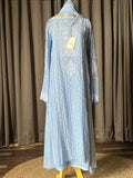 Light Blue Mal Chanderi Chikankari Kalidar Suit Set