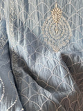 Light Blue Mal Chanderi Chikankari Kalidar Suit Set