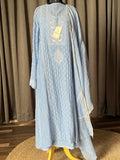 Light Blue Mal Chanderi Chikankari Kalidar Suit Set