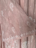 Light Pink Mal Chanderi Chikankari Angrakha Suit Set