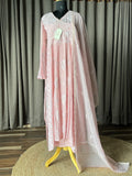 Light Pink Mal Chanderi Chikankari Angrakha Suit Set