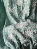 Teal Green Pure Moonga Silk Chikankari Suit Set