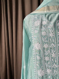 Teal Green Pure Moonga Silk Chikankari Suit Set