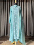 Teal Green Pure Moonga Silk Chikankari Suit Set