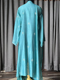 Turquoise blue chanderi silk chikankari suit set