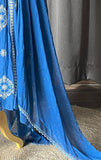 Royal Blue Mal Chanderi Chikankari Kalidar Kurta/Suit Set