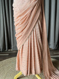 Light brown/peach ombré pure georgette saree with mukaish/ badla & pitta work