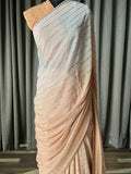 Light brown/peach ombré pure georgette saree with mukaish/ badla & pitta work