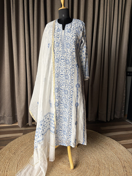 Kalidar Kurta Set in Mal Chanderi