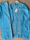 Turquoise Blue Chikankari Co-ord Set