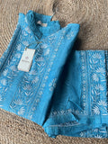 Turquoise Blue Chikankari Co-ord Set