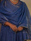 Royal Blue Mal Chanderi Mukaish/Kamdani suit set
