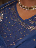 Royal Blue Mal Chanderi Mukaish/Kamdani suit set