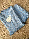 Powder Blue Mal & Chanderi Silk Chikankari Co-ord Set