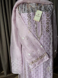Organza Mukaish/Kamdani & Pearl Suit Set in Lilac Shade
