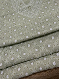Sea Green Moonga Silk with Fine Chikankari & Cutdana Men's Kurta Fabric