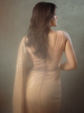 Premium Beige Pure Georgette Mukaish saree (As seen on Hebah Patel)