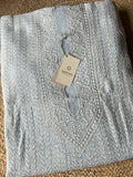 Powder Blue Mal Chanderi Chikankari Men's Kurta Fabric