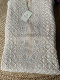 Beige Mal Chanderi Chikankari Men's Kurta Fabric
