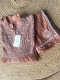 Brown Colour Mal & Chanderi Silk Chikankari Co-ord Set