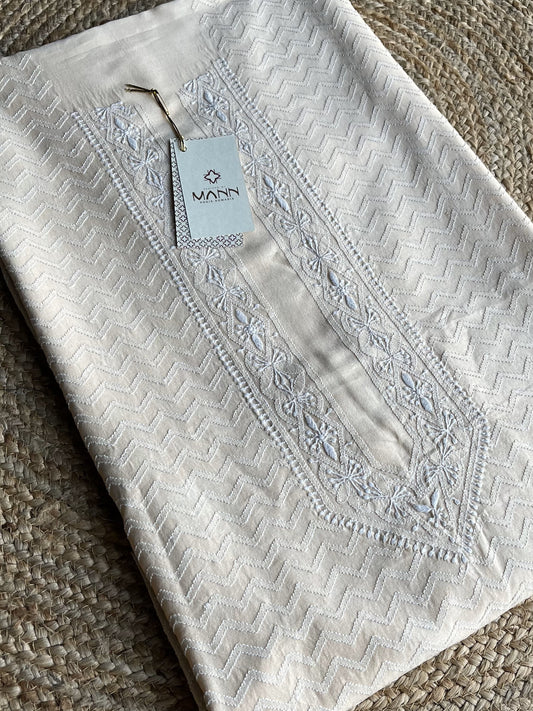 Peach Chanderi Silk Men's Kurta Fabric