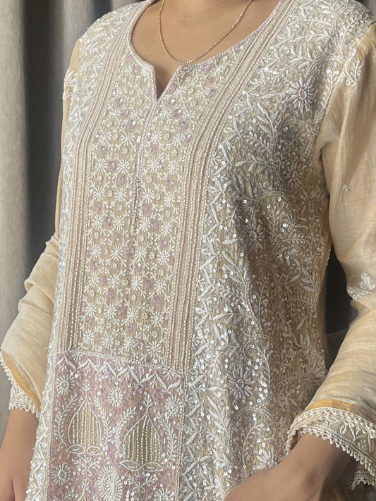 Beige Tissue Suit Set