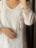 White Mal Chanderi Chikankari Suit