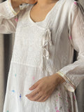 White Mal Chanderi Chikankari Suit