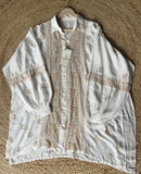 White & Brown Chanderi Silk Chikankari Co-ord Set