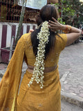 Rust Yellow Tissue Saree with Mukaish/Kamdani Work
