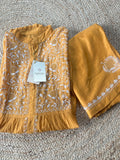 Mustard Yellow Mal & Chanderi Silk Chikankari Co-ord Set