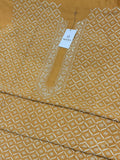 Yellow Chanderi Chikankari Men's Kurta Fabric