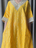 Golden Mustard Mal Mukaish Co-ord Set Suit