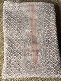 Powder Brown Mal Chanderi Chikankari Men's Kurta Fabric