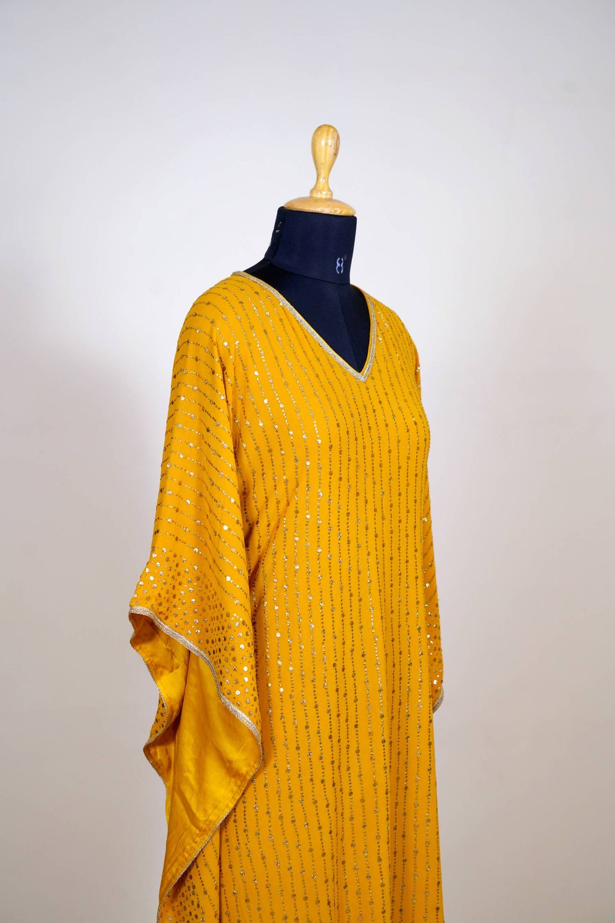 Mustard Yellow Pure Georgette Kaftaan