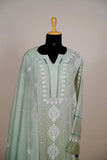 Green Mal Chanderi Chikankari Suit