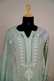 Green Mal Chanderi Chikankari Suit