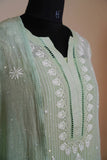 Green Mal Chanderi Chikankari Suit