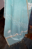 Teal Mal Chanderi Chikankari Suit