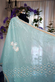 Teal Mal Chanderi Chikankari Suit