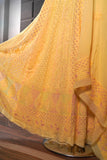 Yellow Georgette Chikanakari & Cutdaana Anarkali