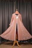 Rust Orange Mal Chanderi Anarkali Suit Set